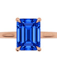Inel de Logodnă Raphael din Aur 14k cu Safir Creat în Laborator Emerald Cut 7x9 mm din 14k Aur Roz - Castelo.ro