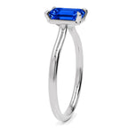 Inel de Logodnă Raphael din Aur 14k cu Safir Creat în Laborator Emerald Cut 6x8 mm din 14k Aur Alb - Castelo.ro