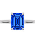 Inel de Logodnă Raphael din Aur 14k cu Safir Creat în Laborator Emerald Cut 6x8 mm din 14k Aur Alb - Castelo.ro