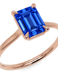 Inel de Logodnă Raphael din Aur 14k cu Safir Creat în Laborator Emerald Cut 6x8 mm din 14k Aur Roz - Castelo.ro