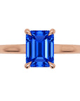 Inel de Logodnă Raphael din Aur 14k cu Safir Creat în Laborator Emerald Cut 6x8 mm din 14k Aur Roz - Castelo.ro
