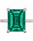 Inel de Logodnă Windsor din Aur 14k cu Smarald Creat în Laborator Emerald Cut 10x8 mm și Diamante Create în Laborator din 14k Aur Alb - Castelo.ro