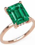 Inel de Logodnă Windsor din Aur 18k cu Smarald Creat în Laborator Emerald Cut 10x8 mm și Diamante Create în Laborator din 18k Aur Roz - Castelo.ro