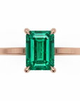 Inel de Logodnă Windsor din Aur 18k cu Smarald Creat în Laborator Emerald Cut 8x6 mm și Diamante Create în Laborator din 18k Aur Roz - Castelo.ro