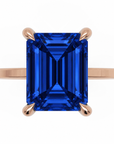 Inel de Logodnă Windsor din Aur 14k cu Safir Creat în Laborator Emerald Cut 10x8 mm și Diamante Create în Laborator din 14k Aur Roz - Castelo.ro