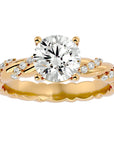Inel de Logodnă din Aur 14k cu Moissanite Tăietură Rotund Brilliant de 1.78 ct din 14k Aur Galben - Castelo.ro