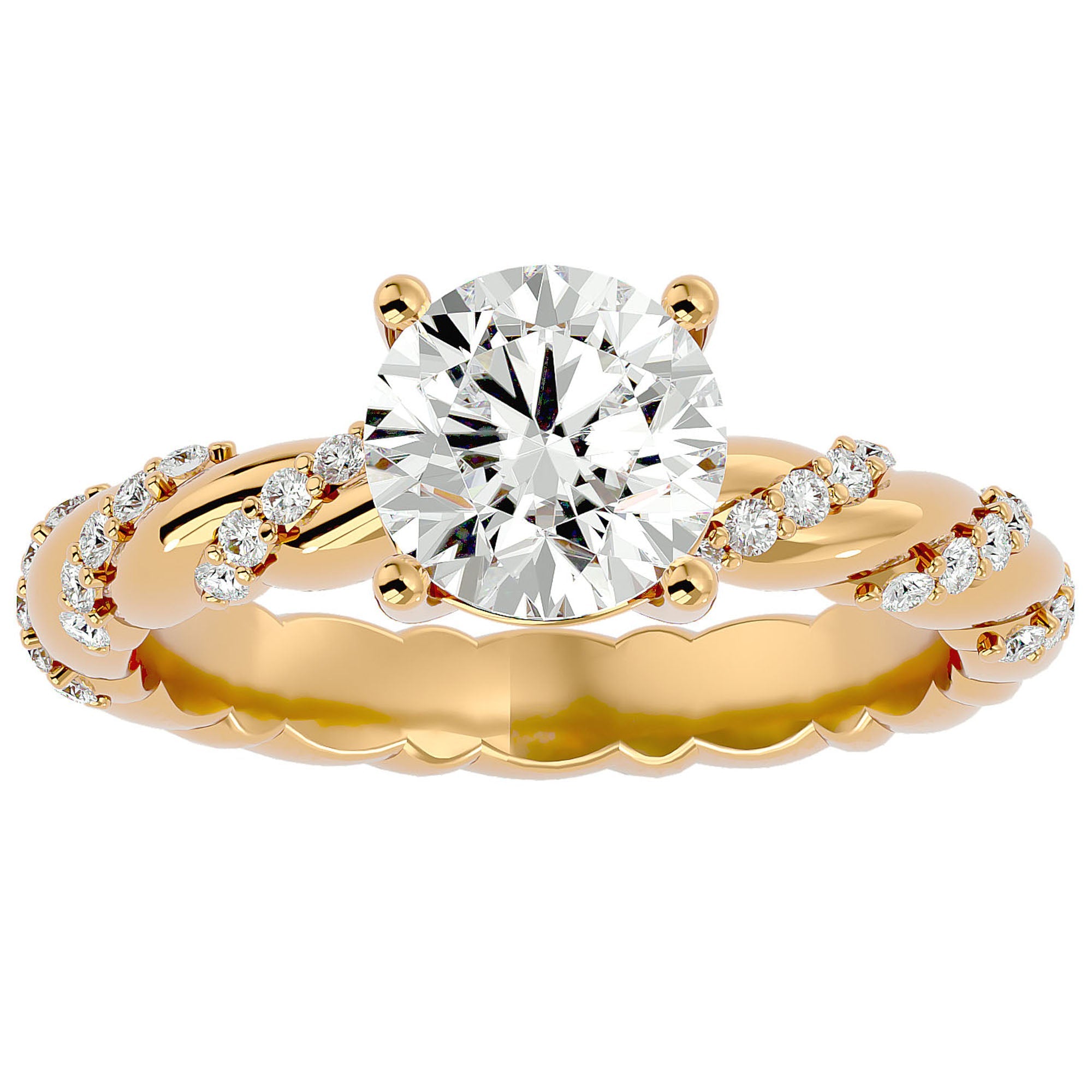 Inel de Logodnă din Aur 14k cu Diamante Naturale Tăietură Rotund Brilliant de 1.78 ct din 14k Aur Galben - Castelo.ro