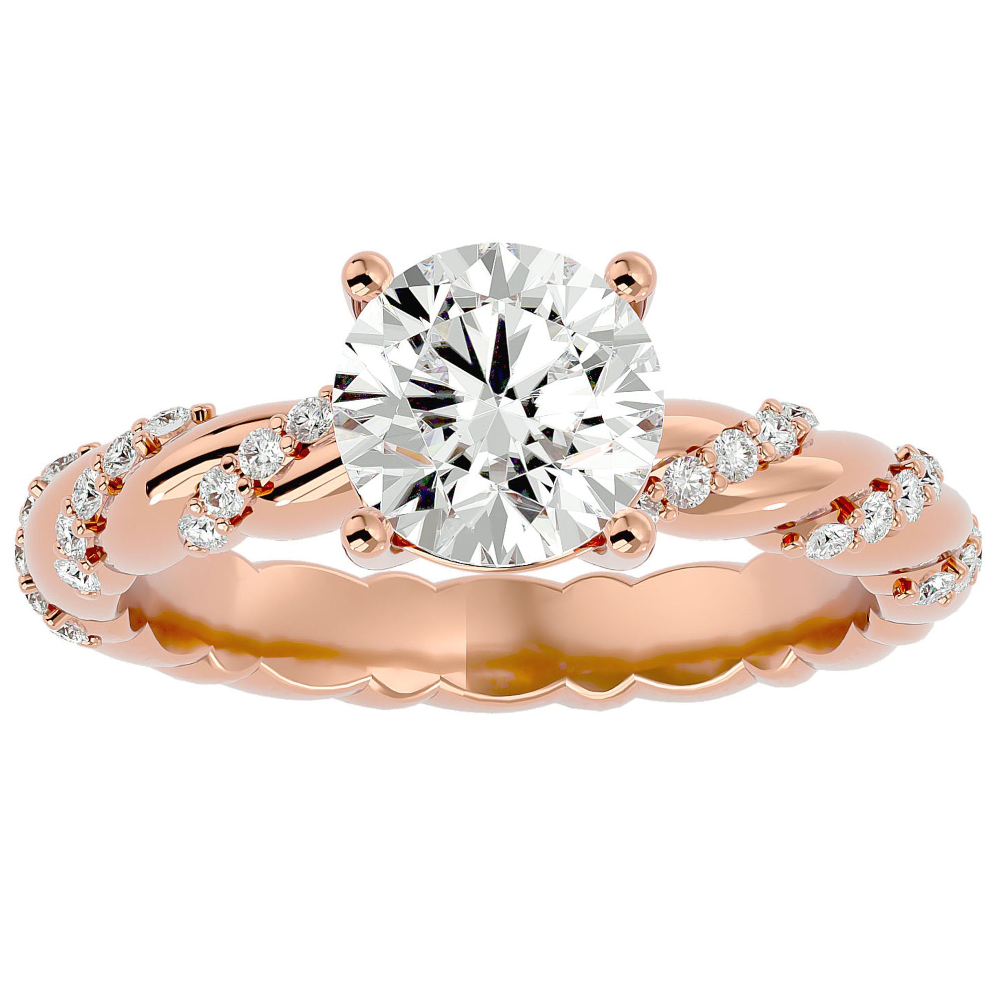 Inel de Logodnă din Aur 14k cu Diamante Naturale Tăietură Rotund Brilliant de 1.78 ct din 14k Aur Roz - Castelo.ro