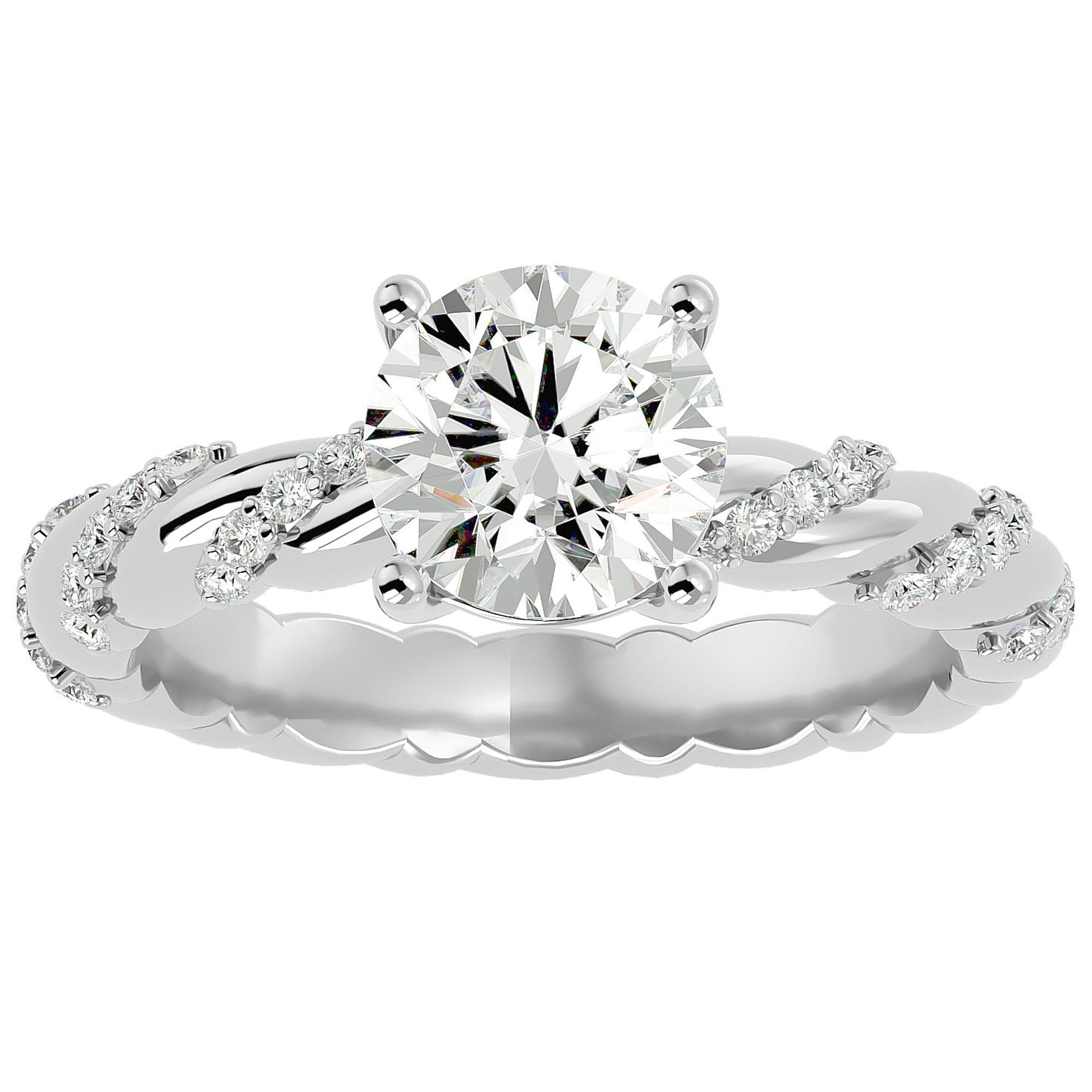 Inel de Logodnă din Aur 14k cu Diamante Naturale Tăietură Rotund Brilliant de 1.78 ct din 14k Aur Alb - Castelo.ro