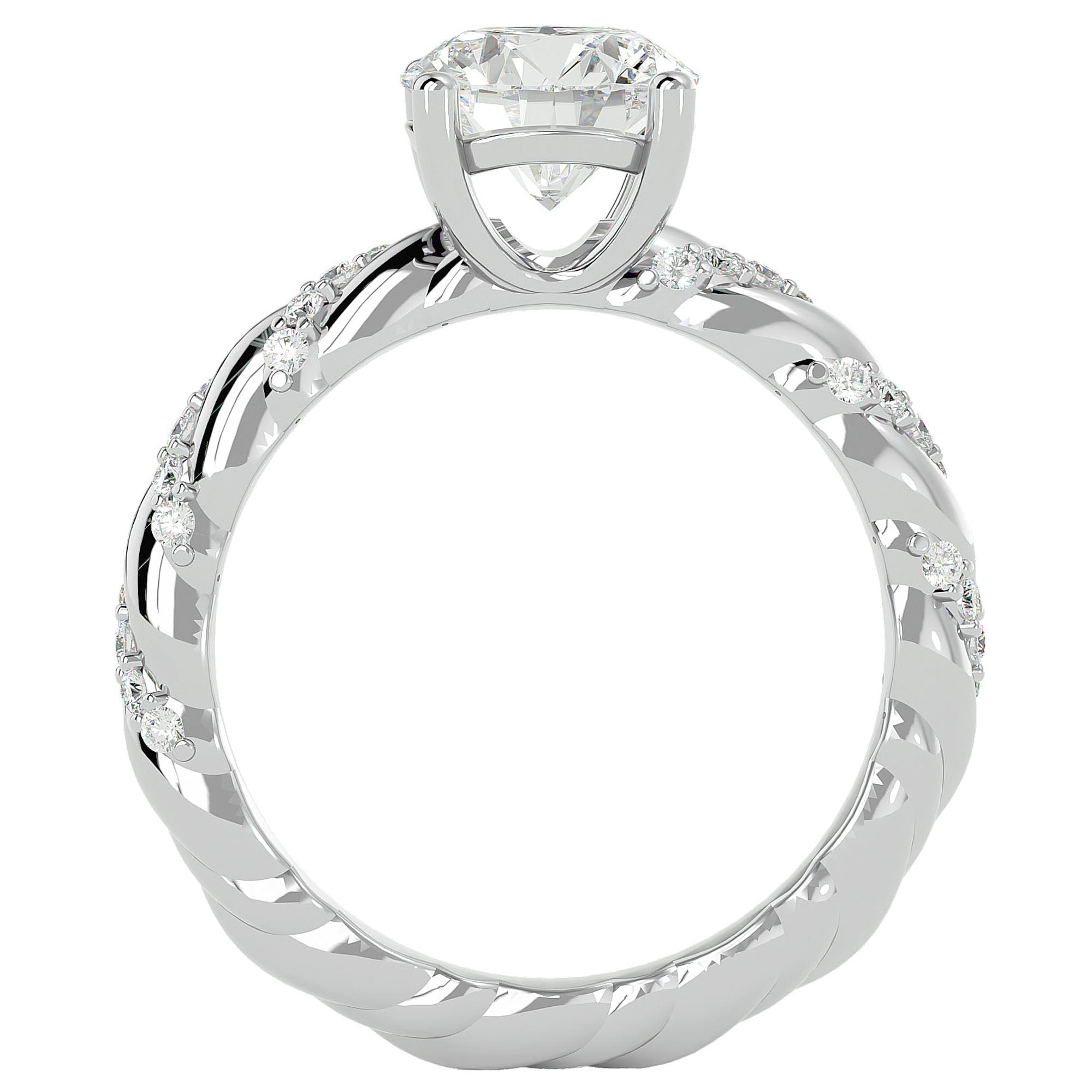 Inel de Logodnă din Aur 14k cu Moissanite Tăietură Rotund Brilliant de 1.78 ct din 14k Aur Alb - Castelo.ro