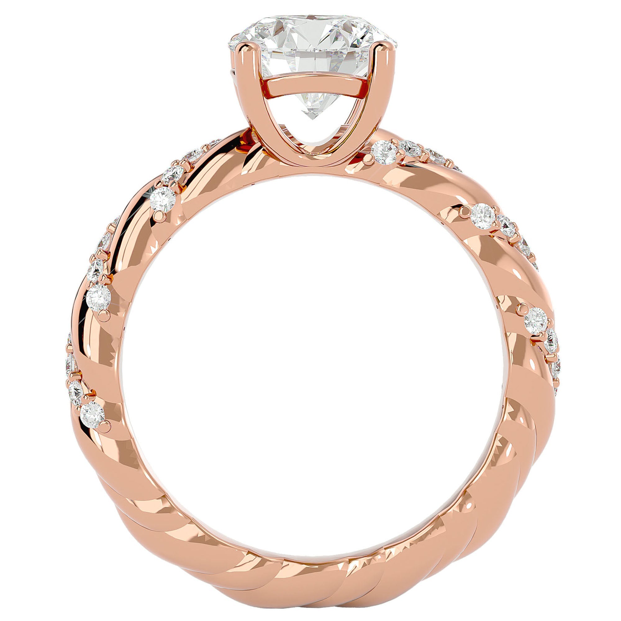 Inel de Logodnă din Aur 14k cu Diamante Naturale Tăietură Rotund Brilliant de 1.78 ct din 14k Aur Roz - Castelo.ro