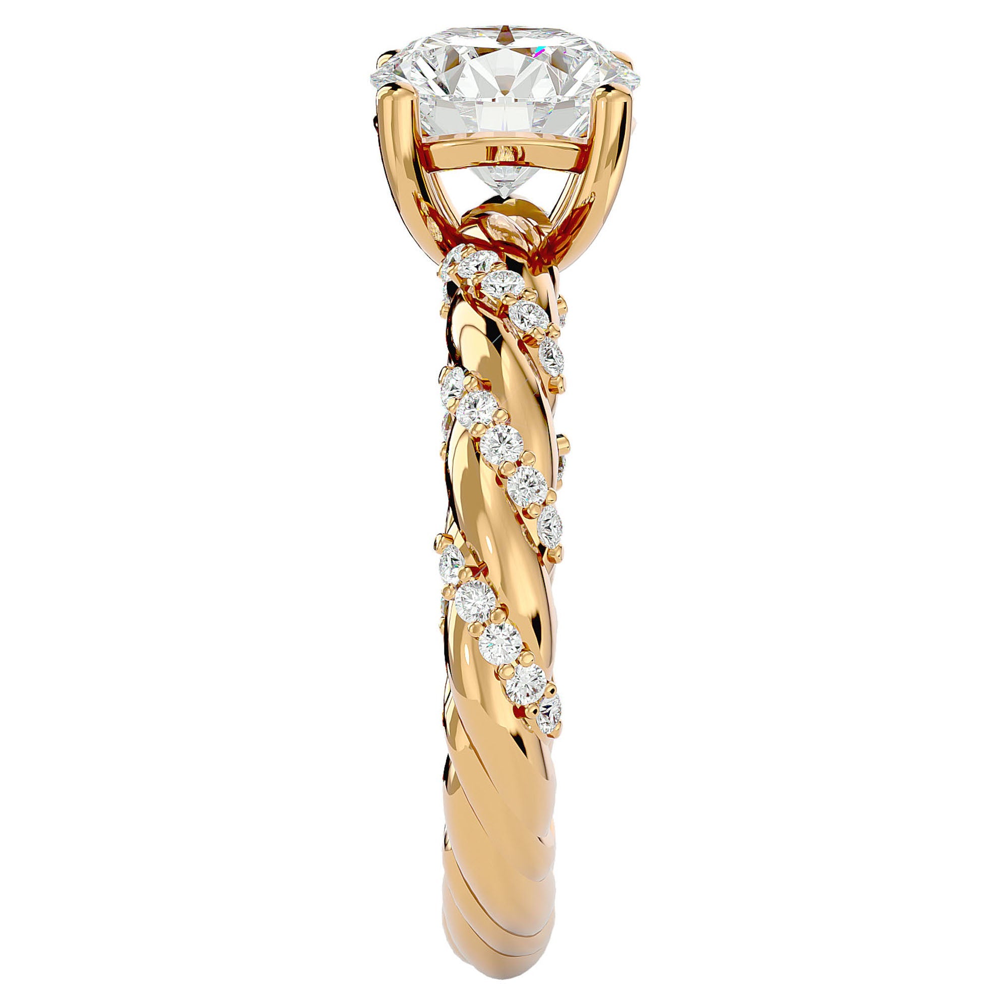 Inel de Logodnă din Aur 14k cu Moissanite Tăietură Rotund Brilliant de 1.78 ct din 14k Aur Galben - Castelo.ro