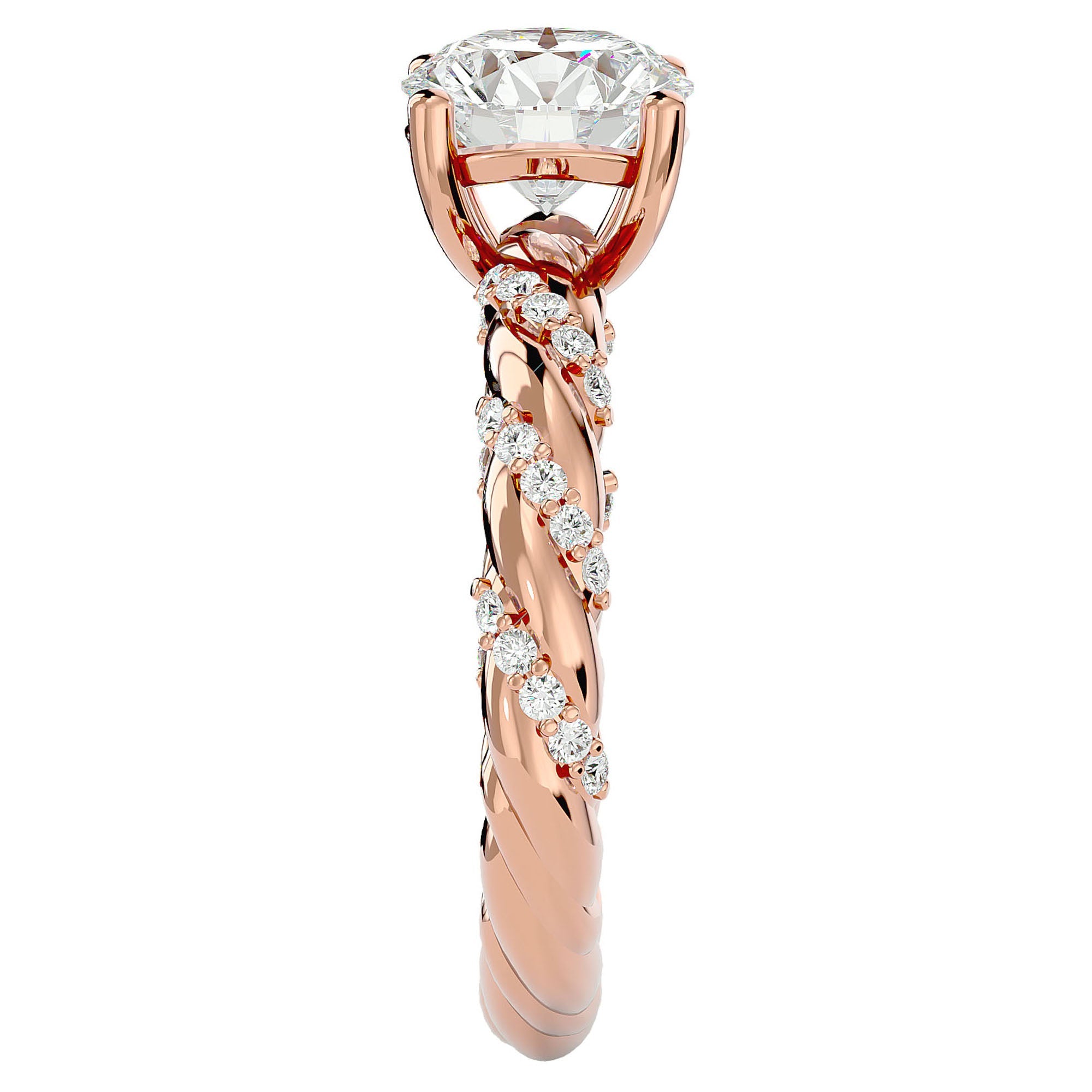 Inel de Logodnă din Aur 14k cu Diamante Naturale Tăietură Rotund Brilliant de 1.78 ct din 14k Aur Roz - Castelo.ro
