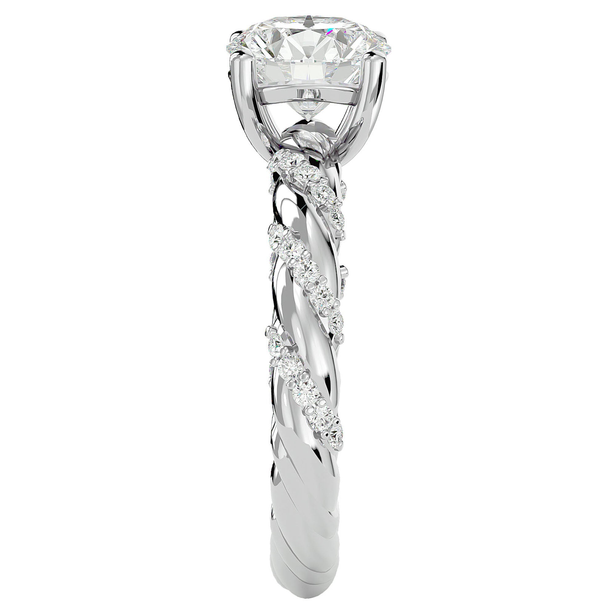 Inel de Logodnă din Aur 14k cu Diamante Naturale Tăietură Rotund Brilliant de 1.78 ct din 14k Aur Alb - Castelo.ro