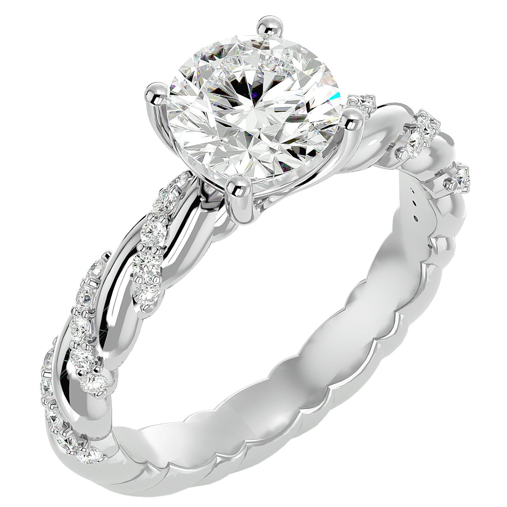 Inel de Logodnă din Aur 14k cu Diamante Naturale Tăietură Rotund Brilliant de 1.78 ct din 14k Aur Alb - Castelo.ro