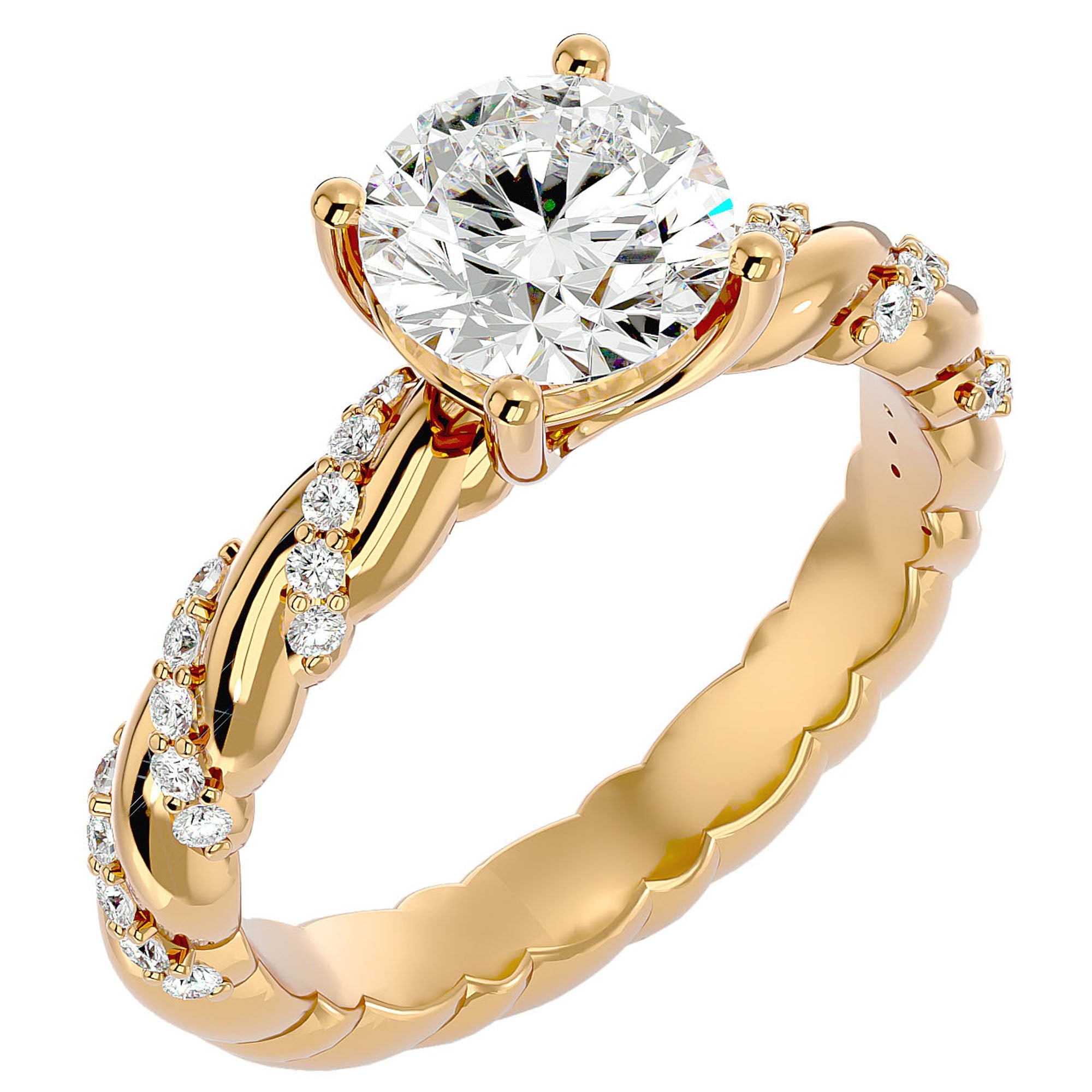 Inel de Logodnă din Aur 14k cu Diamante Naturale Tăietură Rotund Brilliant de 1.78 ct din 14k Aur Galben - Castelo.ro