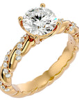 Inel de Logodnă din Aur 14k cu Moissanite Tăietură Rotund Brilliant de 1.78 ct din 14k Aur Galben - Castelo.ro
