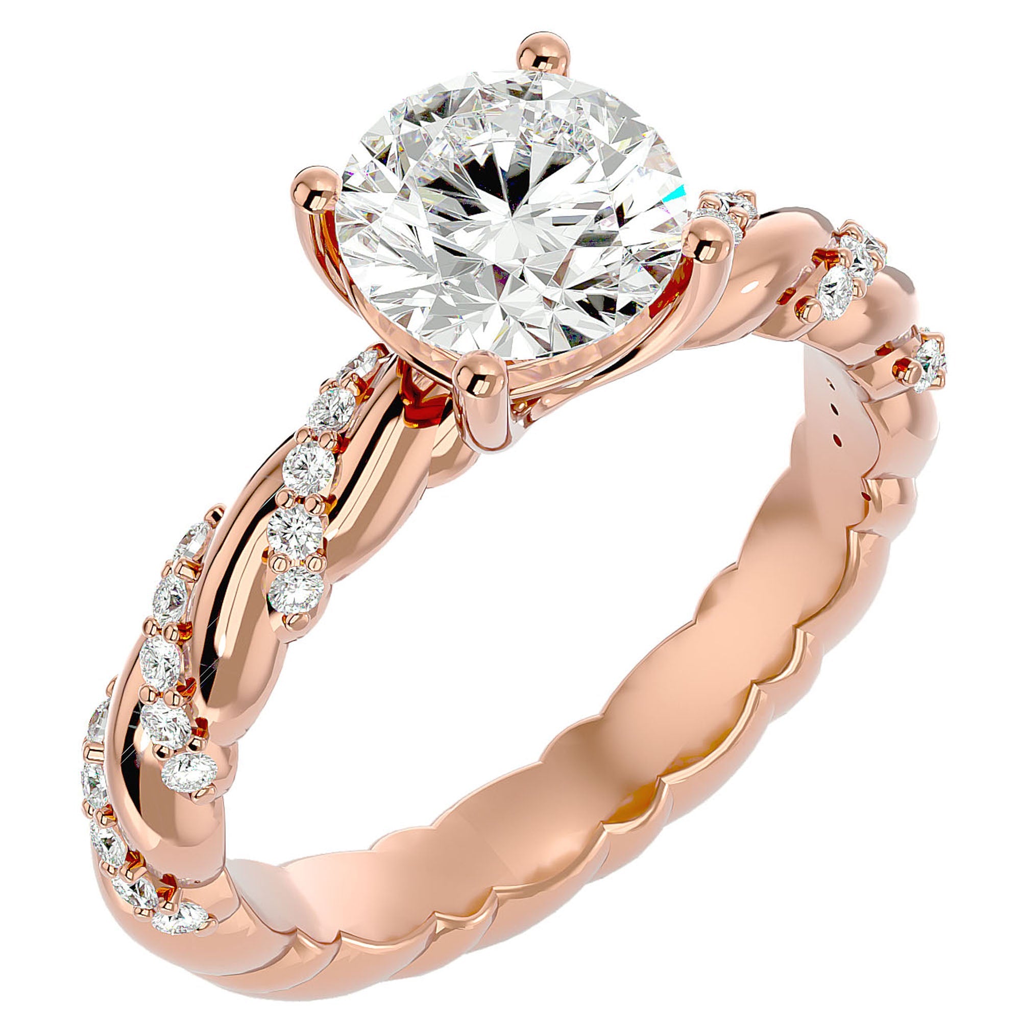 Inel de Logodnă din Aur 14k cu Diamante Naturale Tăietură Rotund Brilliant de 1.78 ct din 14k Aur Roz - Castelo.ro
