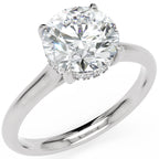 Inel de Logodnă Ascot din Aur 14k cu Moissanite Round de 2 ct din 14k Aur Alb - Castelo.ro