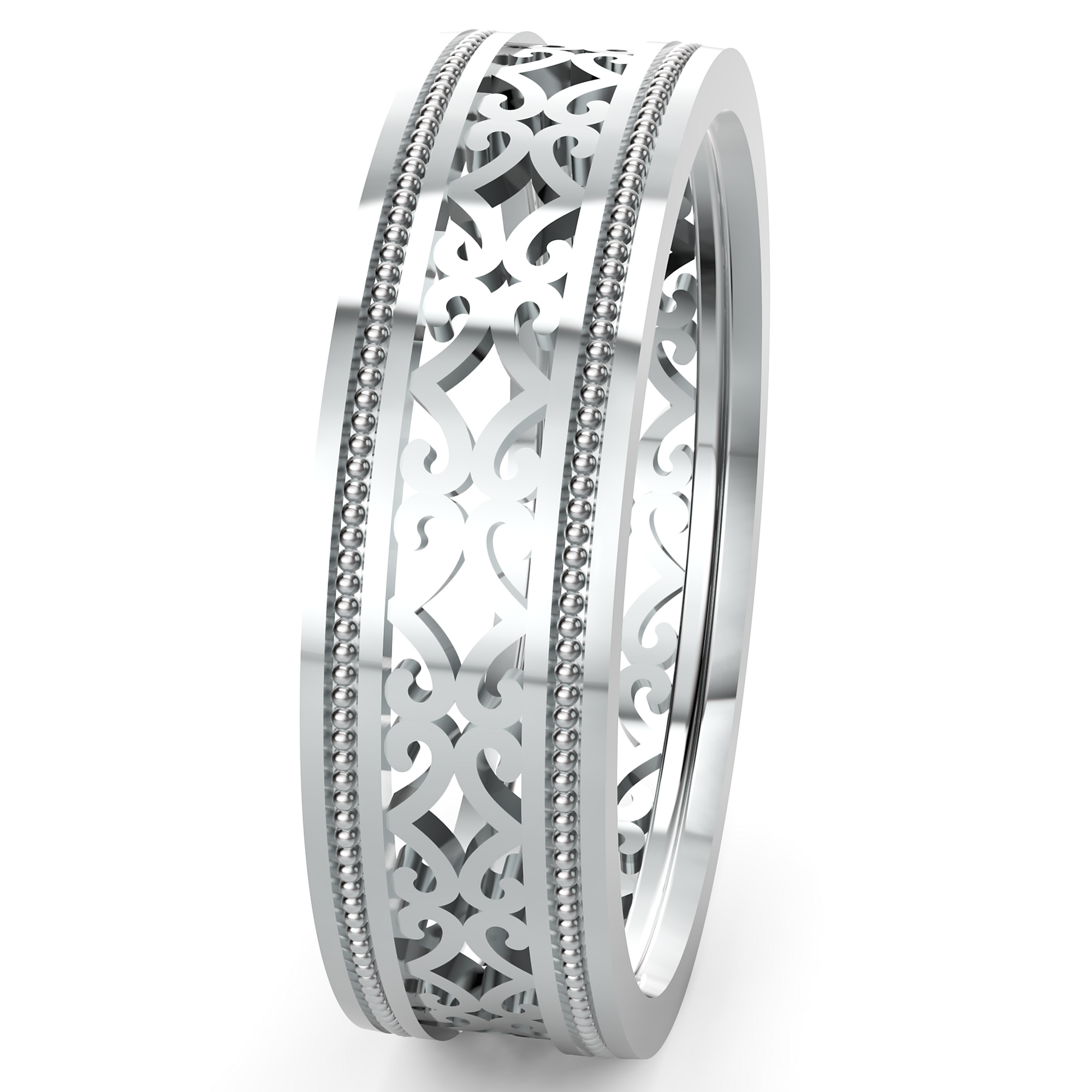 Verighetă Castelo din Aur 14k Royal Milgrain pentru Femei din 14k Aur Alb - Castelo.ro