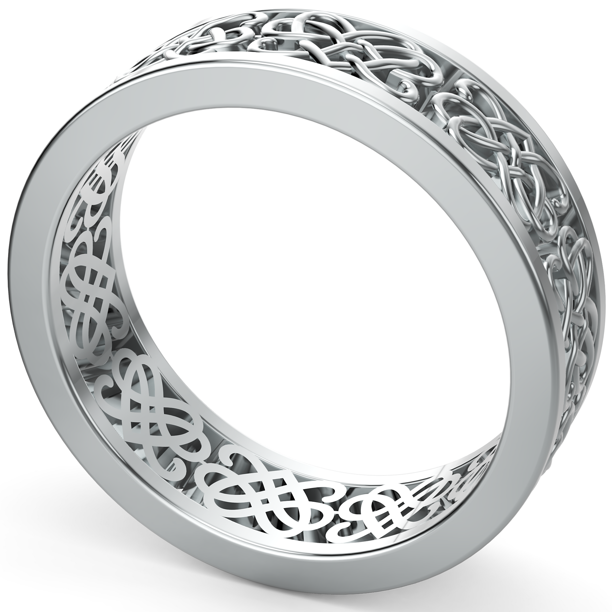 Verighetă Castelo din Aur 14k Heart Knot pentru Bărbați din 14k Aur Alb - Castelo.ro