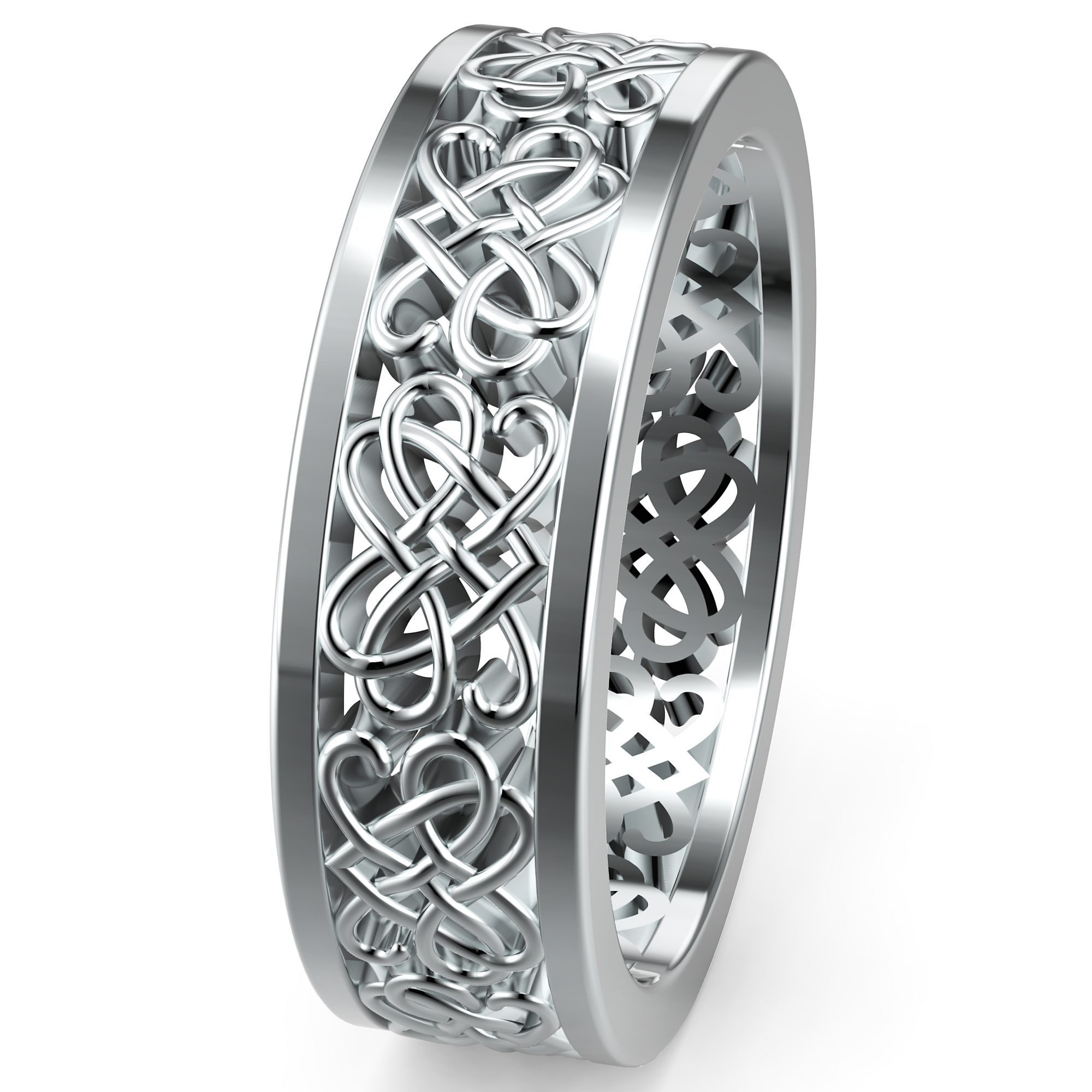 Verighetă Castelo din Aur 14k Heart Knot pentru Bărbați din 14k Aur Alb - Castelo.ro