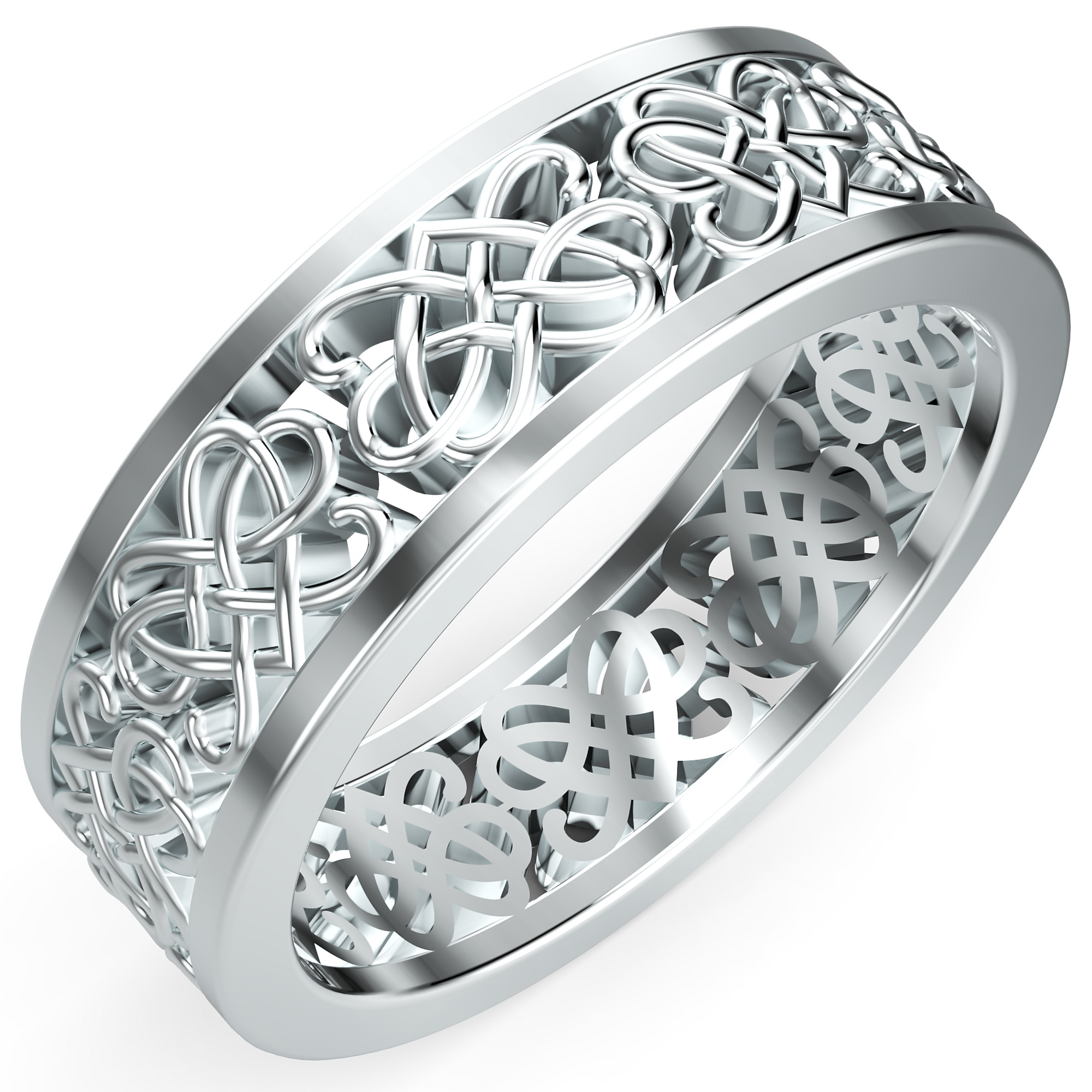Verighetă Castelo din Aur 14k Heart Knot pentru Bărbați din 14k Aur Alb - Castelo.ro