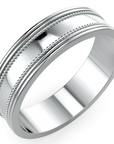 Verighetă Castelo din Aur 14k Milgrain Deluxe pentru Bărbați din 14k Aur Alb - Castelo.ro