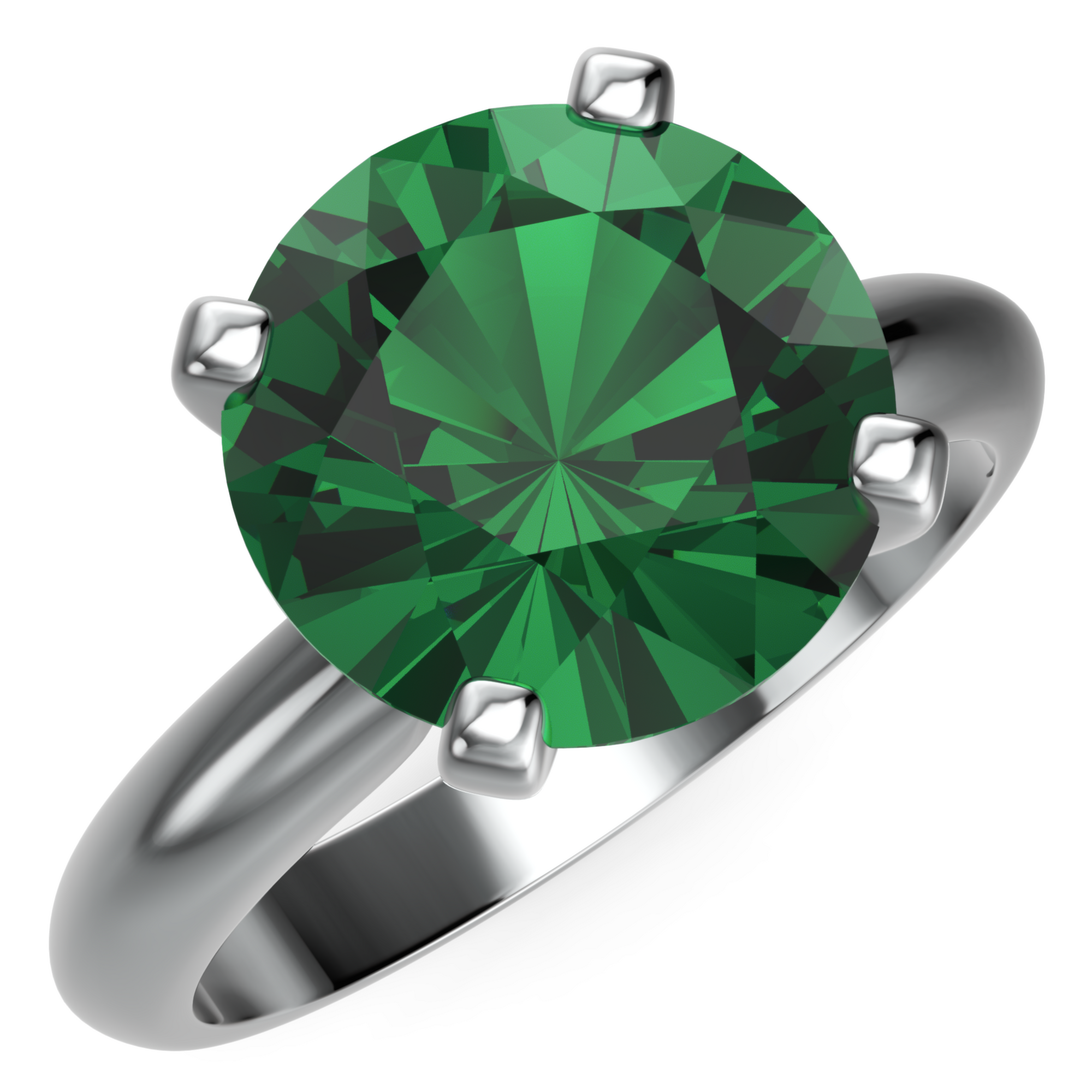 Inel de Logodnă Solitaire Heritage din Aur 14k cu Smarald Creat în Laborator de 3 ct din 14k Aur Alb - Castelo.ro