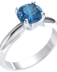 Inel de Logodnă Solitaire Heritage din Aur 14k cu Moissanite Albastru de 1 ct din 14k Aur Alb - Castelo.ro