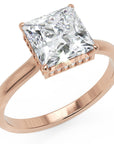 Inel de Logodnă Solitaire din Aur 14k cu Moissanite Princess de 2.15 ct din 14k Aur Roz - Castelo.ro