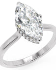 Inel de Logodnă Solitaire din Aur 14k cu Moissanite Marquise si Halo Ascuns de 1.48 ct din 14k Aur Alb - Castelo.ro