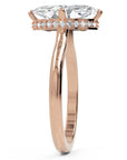 Inel de Logodnă Solitaire din Aur 14k cu Moissanite Marquise si Halo Ascuns de 1.48 ct din 14k Aur Roz - Castelo.ro