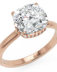 Inel de Logodnă Solitaire cu Halo Ascuns din Aur 14k cu Moissanite Cushion de 1.48 ct din 14k Aur Roz - Castelo.ro