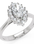 Inel de Logodnă Solitaire din Aur 14k cu Diamante Naturale Marquise si Halo de 0.64 ct