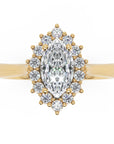 Inel de Logodnă Solitaire din Aur 14k cu Moissanite Marquise si Halo de 0.64 ct din 14k Aur Galben - Castelo.ro