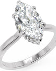 Inel de Logodnă Solitaire din Aur 14k cu Moissanite Marquise si Halo Ascuns de 1.48 ct din 14k Aur Alb - Castelo.ro