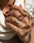 Inel de Logodnă Solitaire din Aur 14k cu Moissanite Marquise si Halo Ascuns de 1.48 ct din 14k Aur Roz - Castelo.ro