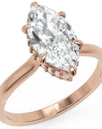 Inel de Logodnă Solitaire din Aur 18k cu Diamant Creat în Laborator Marquise si Halo Ascuns de 1.48 ct din 18k Aur Roz - Castelo.ro