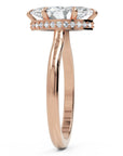Inel de Logodnă Solitaire din Aur 14k cu Moissanite Marquise si Halo Ascuns de 1.48 ct din 14k Aur Roz - Castelo.ro