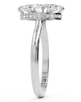 Inel de Logodnă Solitaire cu Halo Ascuns din Aur 18k cu Diamant Natural Marquise de 1.48 ct din Platina - Castelo.ro