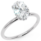 Inel de Logodnă Solitaire Oval cu Halo Ascuns din Aur 14k cu Diamant Creat în Laborator de 1.2 ct din 14k Aur Alb - Castelo.ro