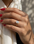 Inel de Logodnă Solitaire Oval cu Halo Ascuns din Aur 14k cu Moissanite de 1.2 ct din 14k Aur Galben - Castelo.ro