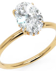 Inel de Logodnă Solitaire Oval cu Halo Ascuns din Aur 14k cu Moissanite de 1.2 ct din 14k Aur Galben - Castelo.ro