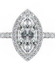 Inel de Logodnă Marquise Pave din Aur 14k cu Diamante Create în Laborator și Halo de 1.17 ct