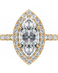 Inel de Logodnă Marquise Pave din Aur 14k cu Diamante Create în Laborator și Halo de 1.17 ct
