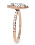 Inel de Logodnă Marquise Pave din Aur 14k cu Diamante Create în Laborator și Halo de 1.17 ct