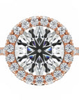 Inel de Logodnă Rotund Pave din Aur 14k cu Moissanite și Halo de 2.9 ct din 14k Aur Roz - Castelo.ro