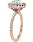 Inel de Logodnă Rotund Pave din Aur 14k cu Moissanite și Halo de 2.9 ct din 14k Aur Roz - Castelo.ro