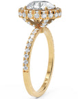 Inel de Logodnă Rotund Pave din Aur 14k cu Moissanite și Halo de 2.9 ct din 14k Aur Galben - Castelo.ro